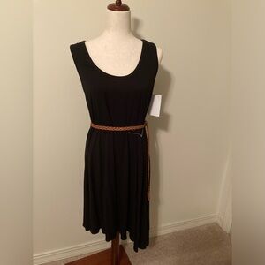 New Directions Black Sleeveless Dress with belt NWOT. Size 10.